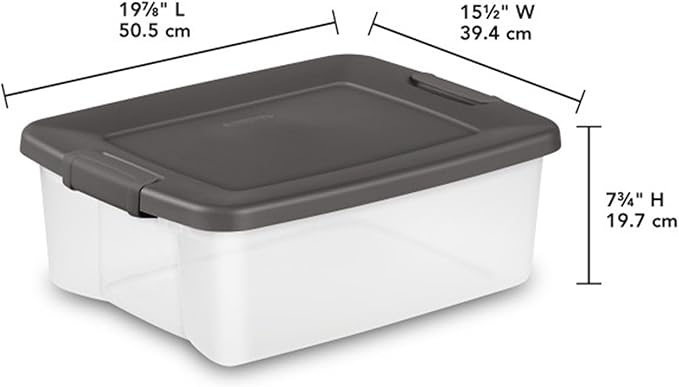 Sterilite 18-Pack Plastic Storage Bins w/ Lids, Shelf Totes Clear Containers - Image 3