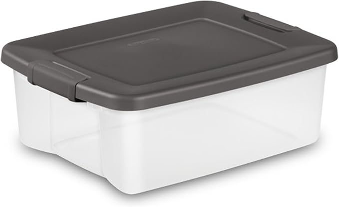 Sterilite 18-Pack Plastic Storage Bins w/ Lids, Shelf Totes Clear Containers by Sterilite