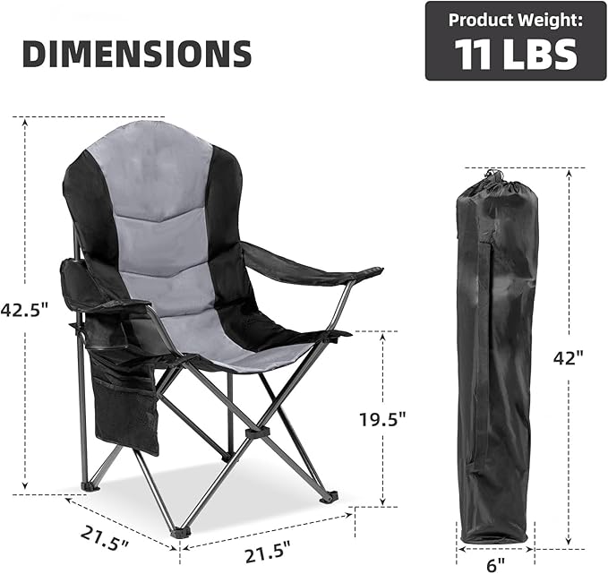 2 Pack Folding Camping Chairs for Adults - Image 2