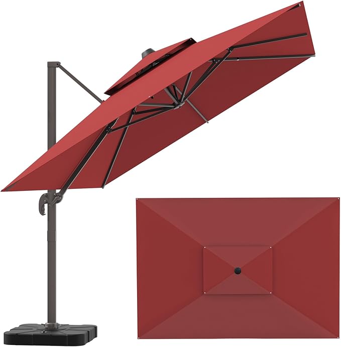 10x13FT Cantilever Outdoor Patio Umbrellas，Double Top Large Rectangle Umbrella - Image 5