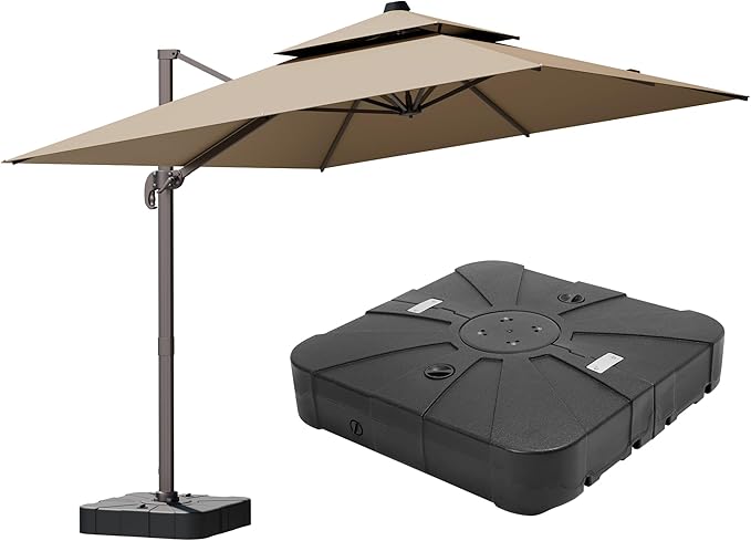 10x13FT Beige Brown Cantilever Outdoor Patio Umbrella by ZLACUIU