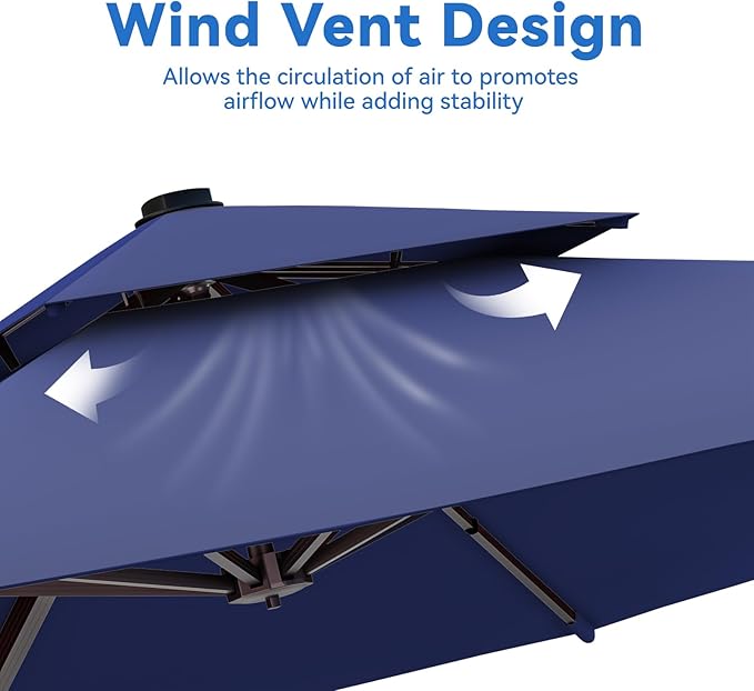 10x13FT Cantilever Outdoor Patio Umbrellas, Double Top Large Rectangle Umbrella - Image 4