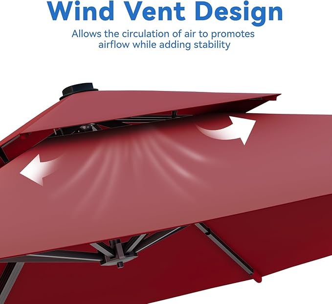 10x13FT Cantilever Outdoor Patio Umbrellas，Double Top Large Rectangle Umbrella - Image 8