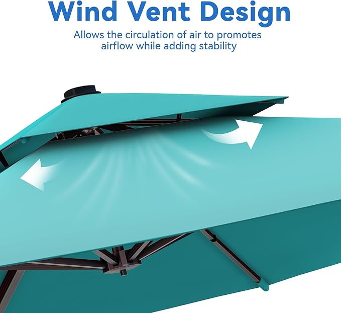 10x13FT Cantilever Outdoor Patio Umbrellas, Double Top Large Rectangle Umbrella - Image 8