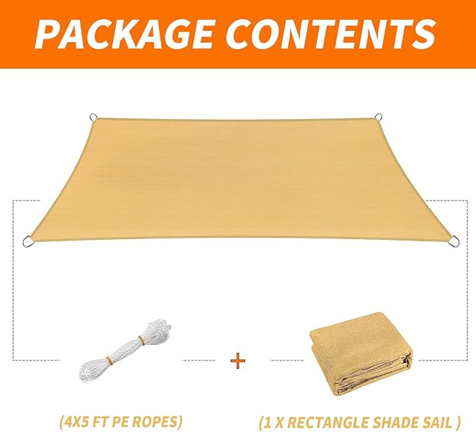 12' x 16' Rectangle Sun Shade Sail Canopy UV Block Sunshade - Image 6