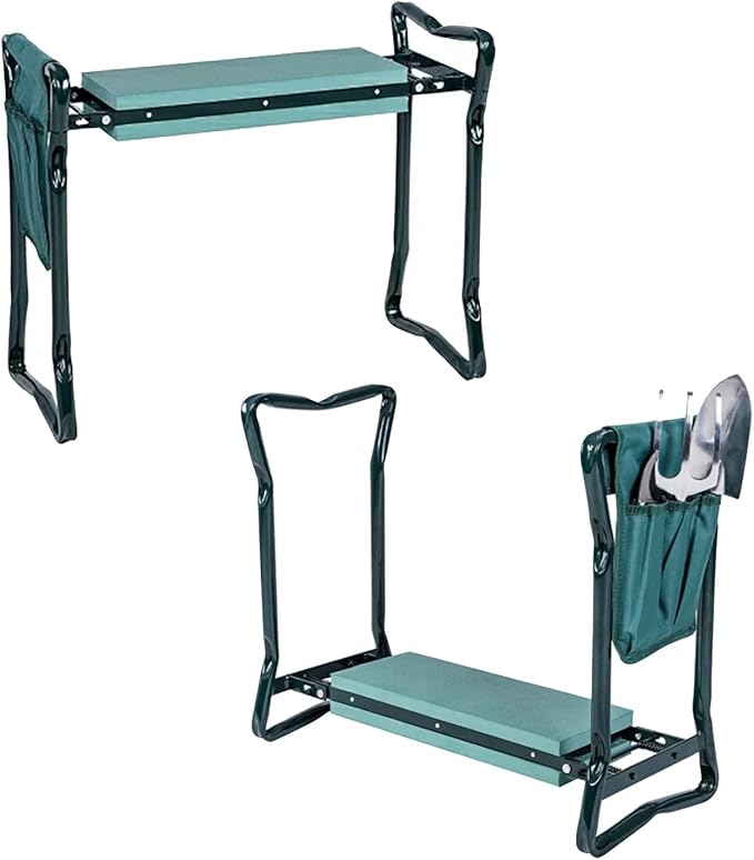 2-in-1 Garden Kneeler & Seat, Folding Seat w/EVA Foam Kneeling Pad & Removable by OFFICEJOY