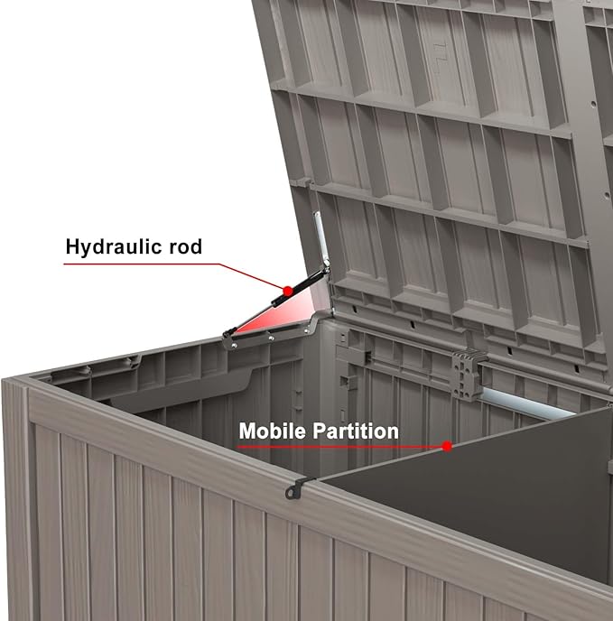 180 Gallon Outdoor Deck Box, Lockable Waterproof Outdoor Storage Boxes - Image 3
