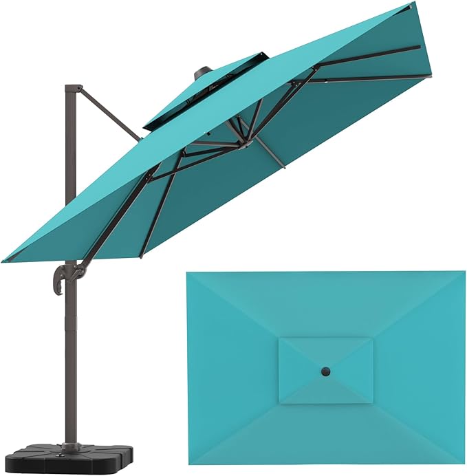 10x13FT Cantilever Outdoor Patio Umbrellas, Double Top Large Rectangle Umbrella - Image 5