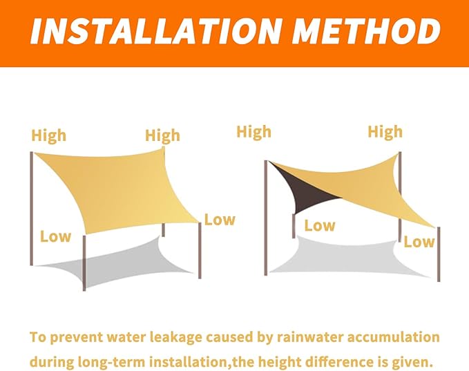 12' x 16' Rectangle Sun Shade Sail Canopy UV Block Sunshade - Image 7