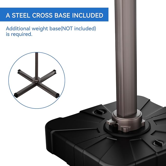 10x13FT Cantilever Outdoor Patio Umbrellas, Double Top Large Rectangle Umbrella - Image 9