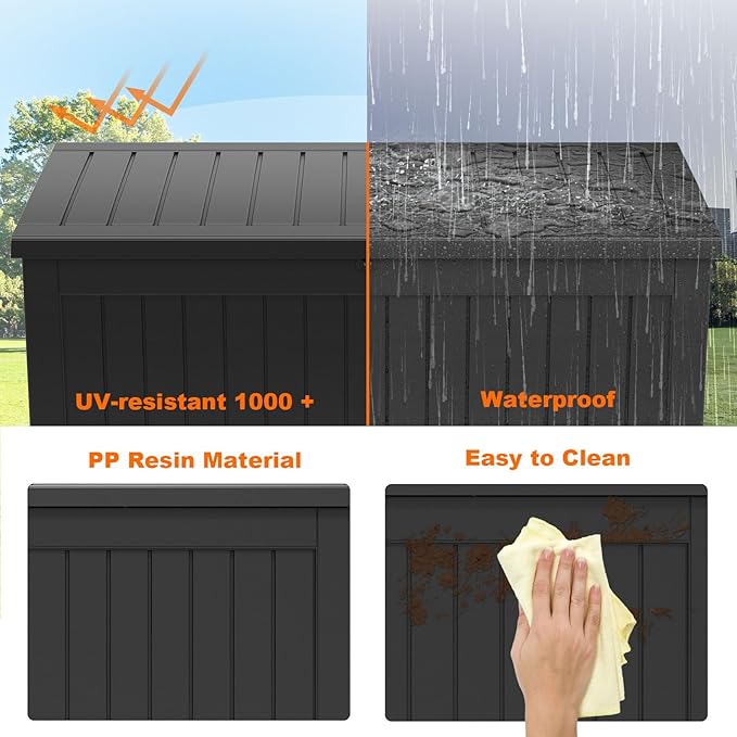 281 Gallon Outdoor Storage Box Waterproof, Large Resin Patio Deck Boxes - Image 5