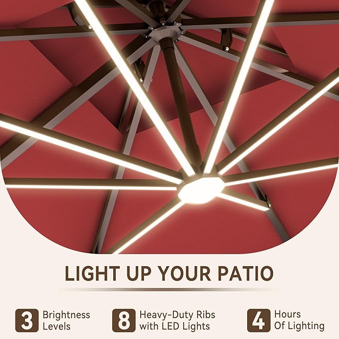 10 X 13 FT Cantilever Outdoor Patio Umbrella - Image 4