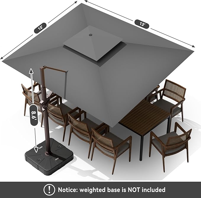 10 X 13 FT Cantilever Outdoor Patio Umbrella - Image 8