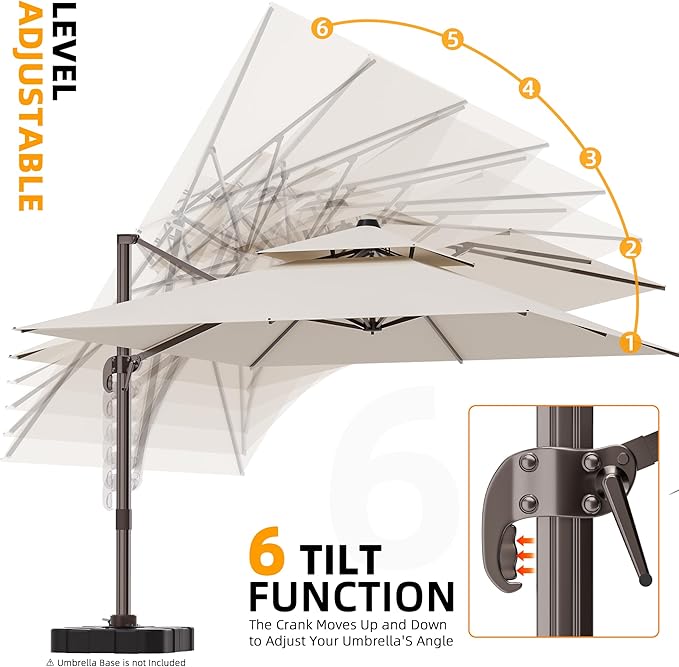 10' X 13' Outdoor Patio Umbrella Large Rectangle Cantilever Umbrella Heavy Duty - Image 6