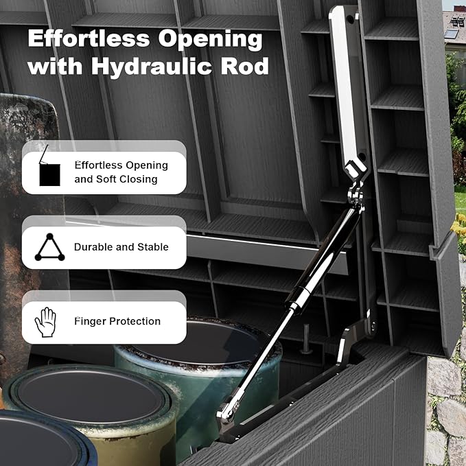 280 Gallon Resin Deck Box, Lockable Weatherproof Outdoor Storage Box - Image 2