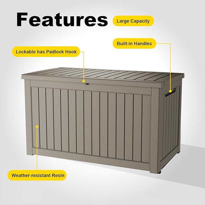280 Gallon Outdoor Deck Box, Lockable Waterproof Outdoor Storage Boxes - Image 5