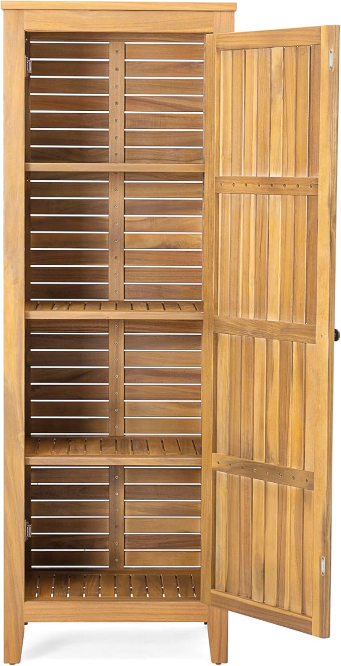 Christopher Knight Home Patio Gribs Acacia Wood Storage Cabinet, - Image 6