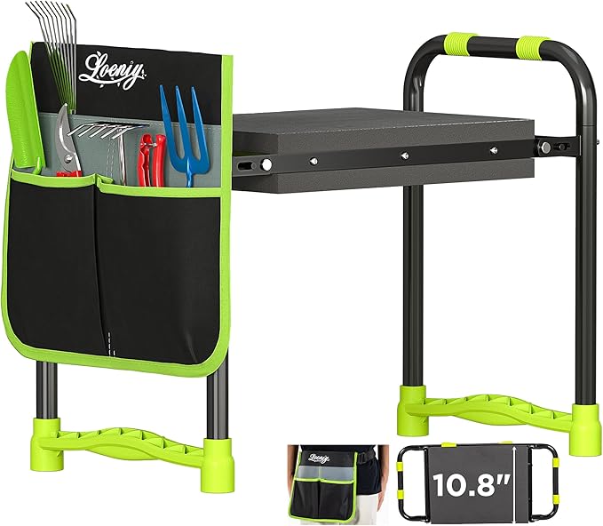 10.8” Wide Garden Kneeler and Seat, Heavy Duty Foldable Gardening Stool by LOENIY