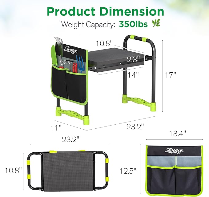 10.8” Wide Garden Kneeler and Seat, Heavy Duty Foldable Gardening Stool - Image 2