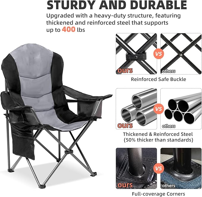 2 Pack Folding Camping Chairs for Adults - Image 8