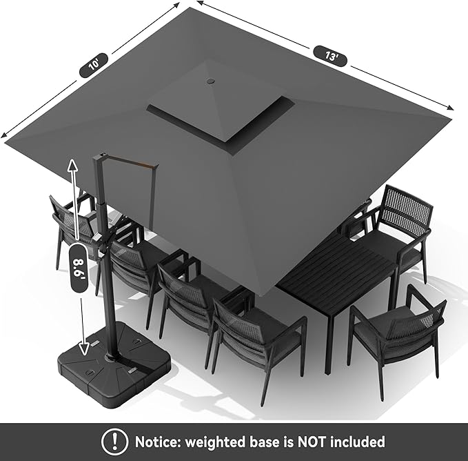 10 X 13 FT Cantilever Outdoor Patio Umbrella - Image 9