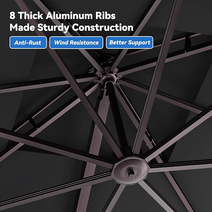 10x13FT Cantilever Outdoor Patio Umbrellas, Double Top Large Rectangle Umbrella - Image 7