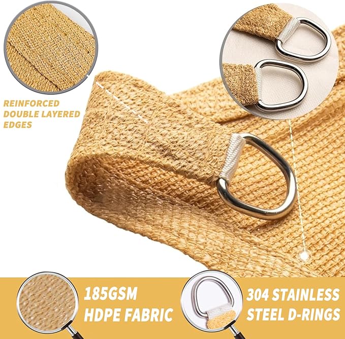 12'x16' Sun Shade Sail Curved Commercial Outdoor Shade Cover Dark Grey - Image 4