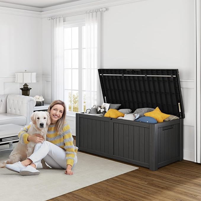 120 Gallon Resin Deck Box, Lockable Patio Outdoor Storage Box - Image 5