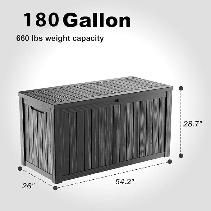 180 Gallon Outdoor Storage Box, Large Resin Deck Box - Image 2
