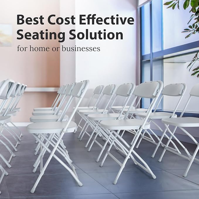 10 Pack Foldable Plastic Chair | Folding & Stackable | 350 lbs Capacity Steel - Image 5
