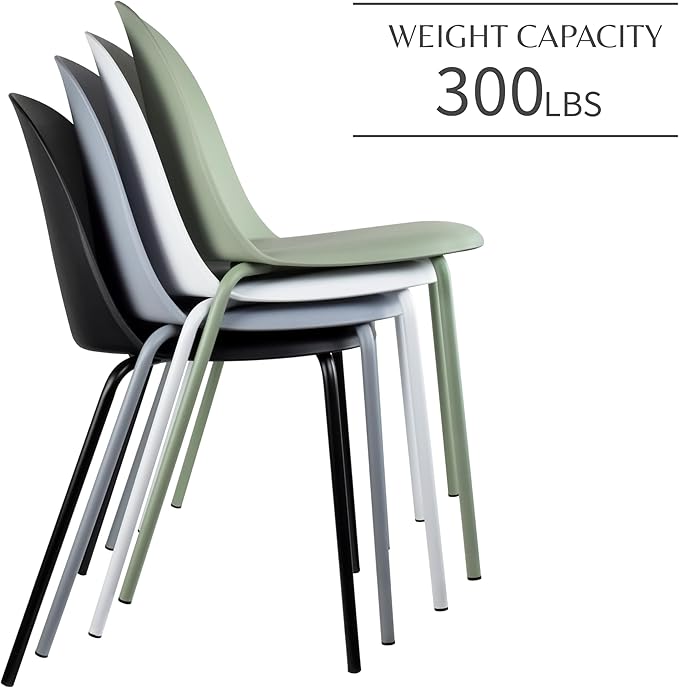 2xhome Modern Stackable Armless Dining Chair | Plastic Shell Seat - Image 5
