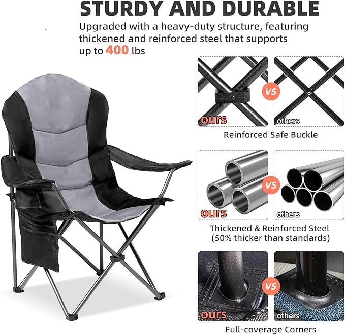 2 Pack Folding Camping Chairs for Adults - Image 6