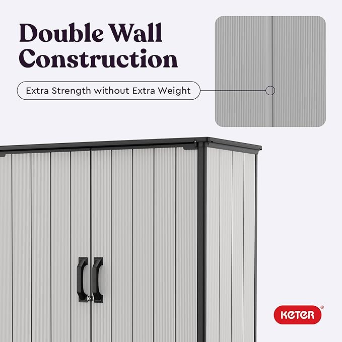 Keter Premier Tall 4.6 x 5.6 ft. Resin Outdoor Storage Shed - Image 9