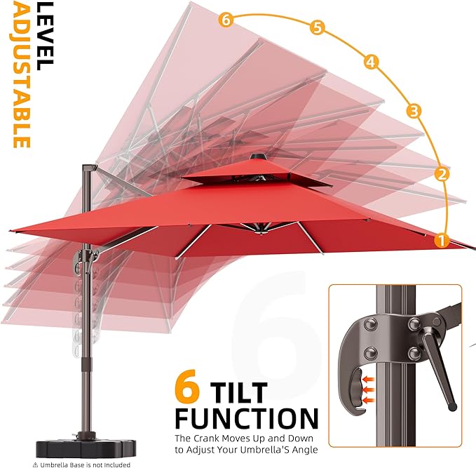 10' X 13' Outdoor Patio Umbrella Large Rectangle Cantilever Umbrella Heavy Duty - Image 6