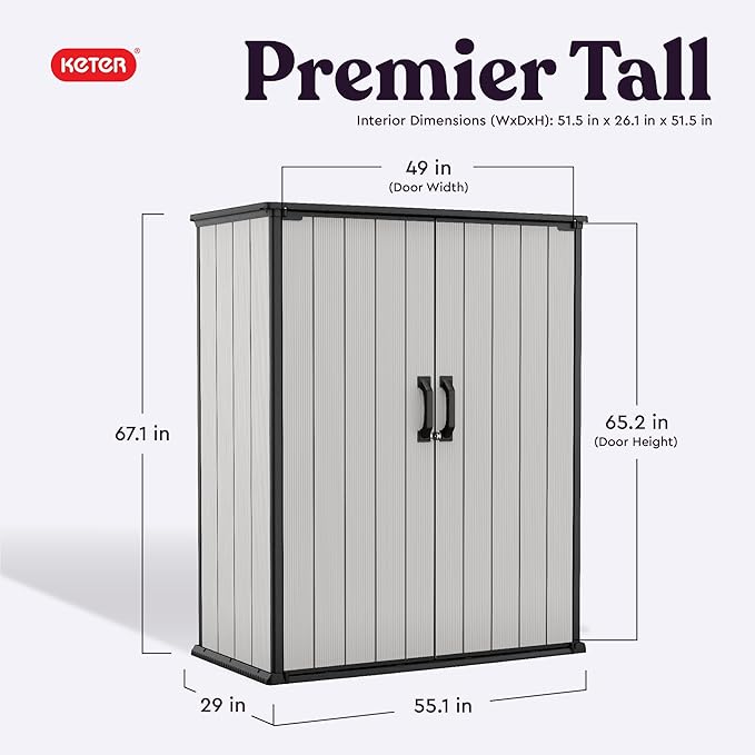 Keter Premier Tall 4.6 x 5.6 ft. Resin Outdoor Storage Shed - Image 2