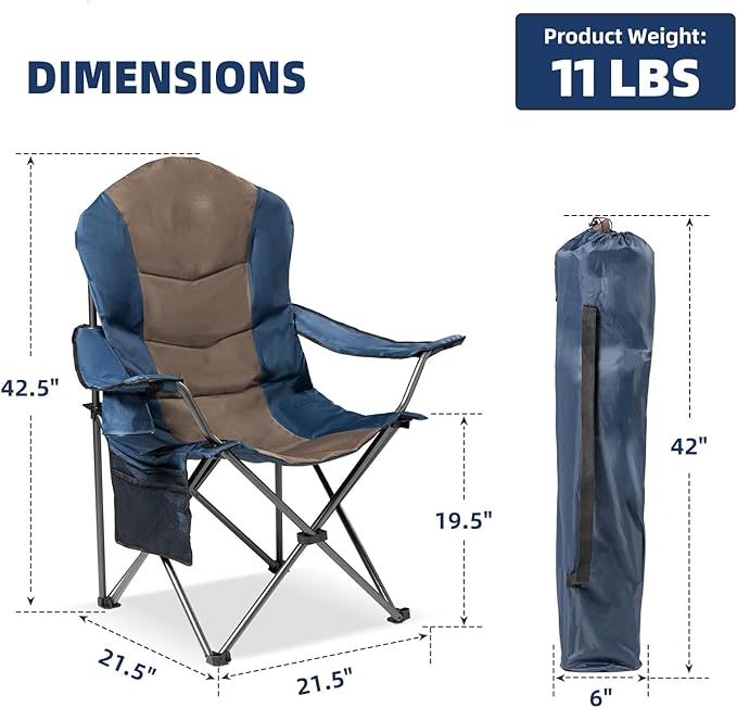 2 Pack Folding Camping Chairs for Adults - Image 2
