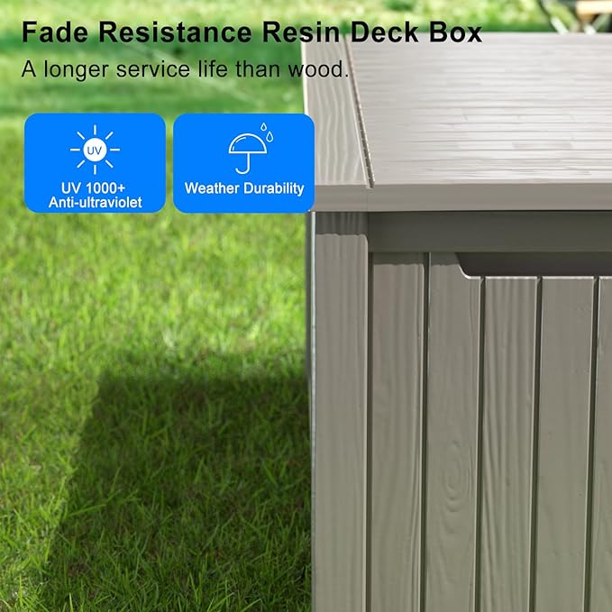 180 Gallon Outdoor Deck Box, Lockable Waterproof Outdoor Storage Boxes - Image 6