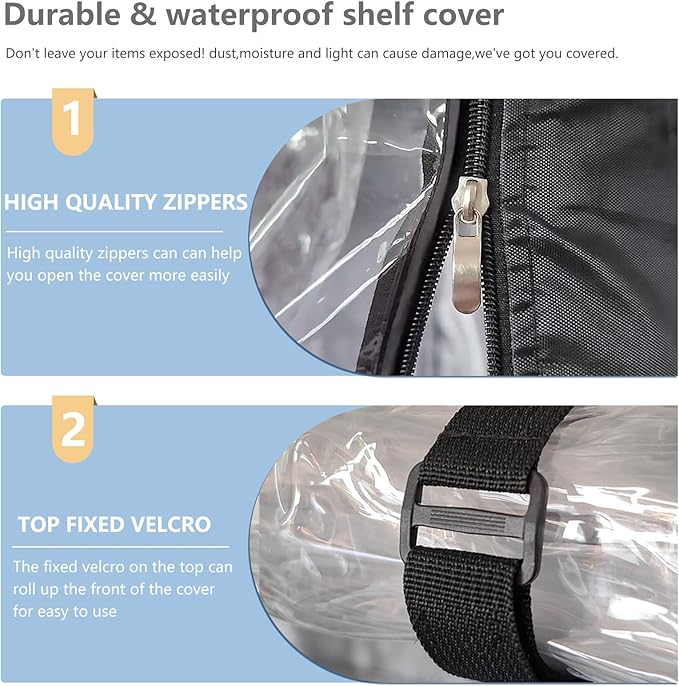 Waterproof Shelf Cover, Outdoor 600D Heavy Duty Dustproof Storage Shelves Cover - Image 5