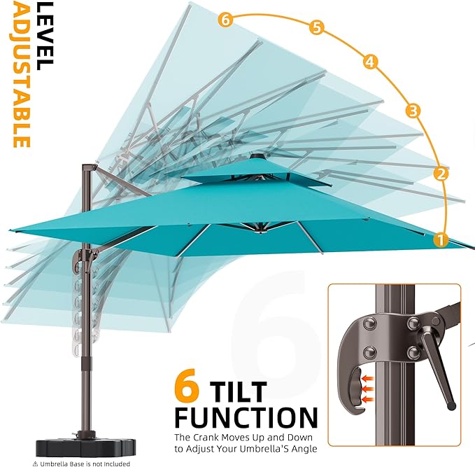 10' X 13' Outdoor Patio Umbrella Large Rectangle Cantilever Umbrella Heavy Duty - Image 6