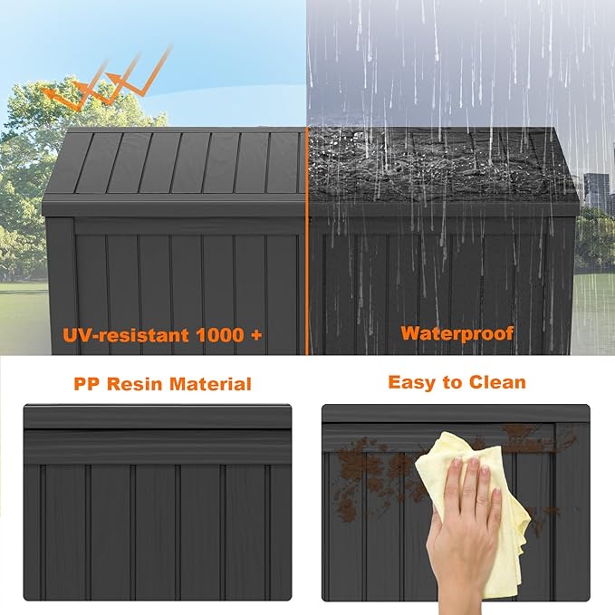 120 Gallon Resin Deck Box, Lockable Patio Outdoor Storage Box - Image 6