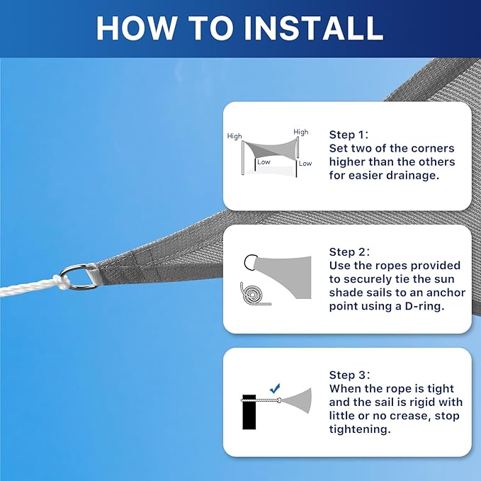 12'x16' Sun Shade Sail, UV Protection Outdoor Shade, Curved Tear Resistant - Image 4