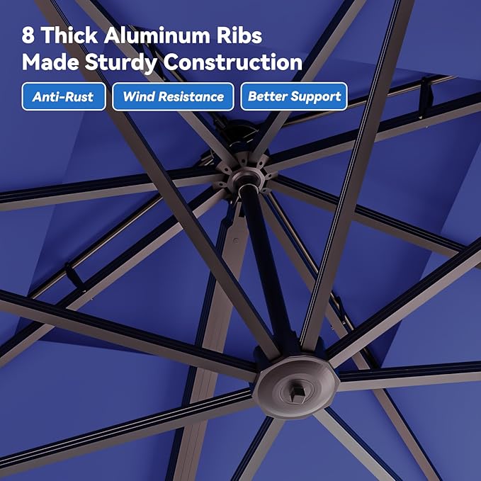 10x13FT Cantilever Outdoor Patio Umbrellas, Double Top Large Rectangle Umbrella - Image 2