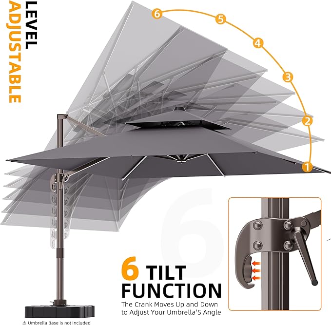10' X 13' Outdoor Patio Umbrella Large Rectangle Cantilever Umbrella Heavy Duty - Image 6