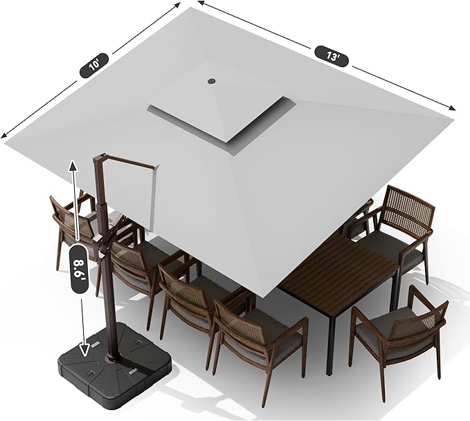 10 X 13 FT Cantilever Outdoor Patio Umbrella - Image 9
