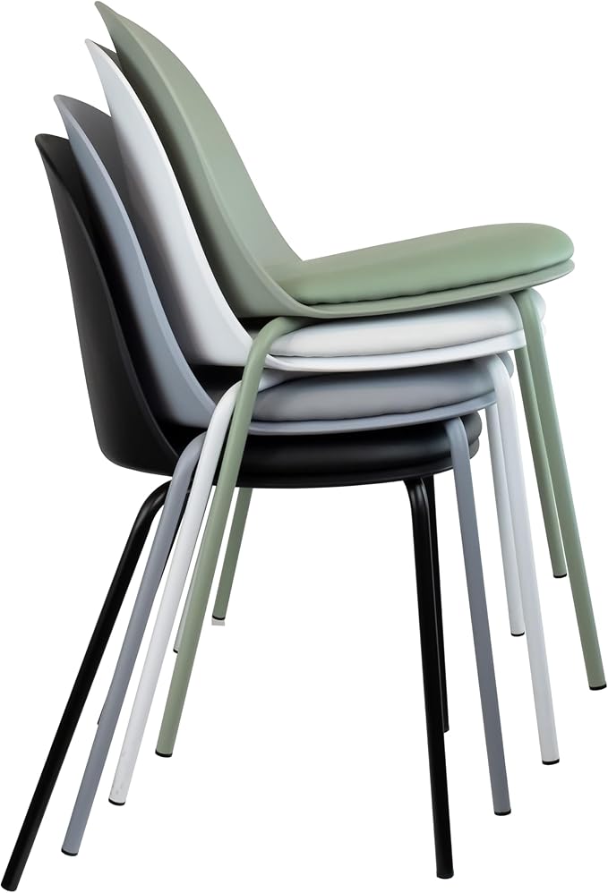 2xhome Modern Stackable Armless Dining Chair | Plastic Shell Seat - Image 4
