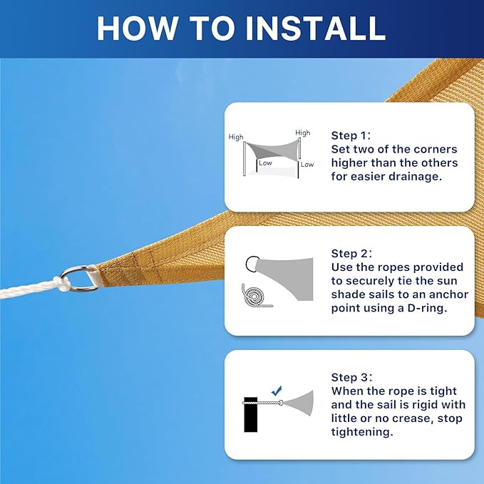 12'x16' Sun Shade Sail, UV Protection Outdoor Shade, Curved Tear Resistant - Image 4