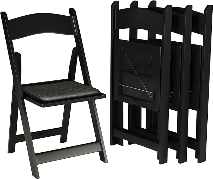 200 Black Resin Stackable Folding Chair by Simplex