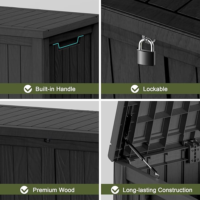 150 Gallon Waterproof Outdoor Storage Box, Resin Deck Box, Lockable Outside - Image 6