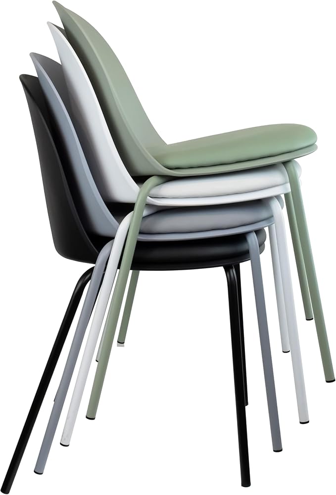2xhome Modern Stackable Armless Dining Chair | Plastic Shell Seat - Image 4