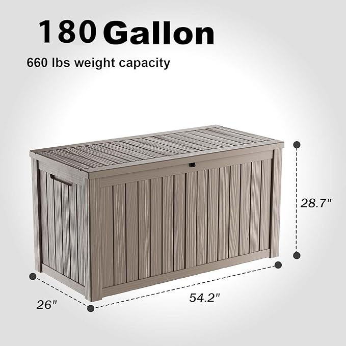 180 Gallon Outdoor Storage Box, Large Resin Deck Box - Image 2